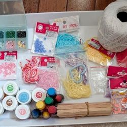 arts&crafts supplies: twine, bracelet making beads, food coloring/dye, wooden sticks