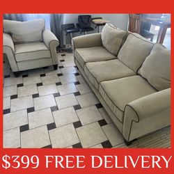 2 Piece Sofa and Loveseat COUCH SET sectional couch sofa recliner (FREE CURBSIDE DELIVERY)