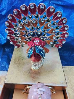 Jeweled Peacock Trinket Box and DIFFERENT Kinds of Figurines