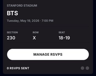 BTS Tickets 5/19 stanford stadium