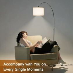 Arc Floor Lamp, Tall Hanging Lamp with 3 Color Temperature Foot Switch, Modern Stand Up Reading Light