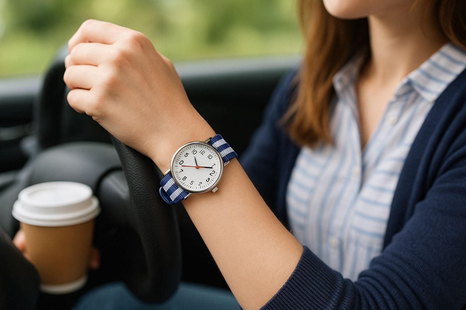 Vintage 1990s Quartz Watch Japan Movement, Striped NATO Strap, 1.5” AS-IS