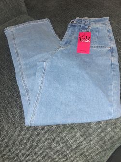 Light blue high waisted denim jeans (S)