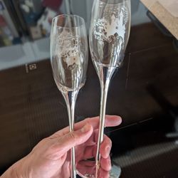 Pair Of "Love Is Magical" Disney Champaign Glasses