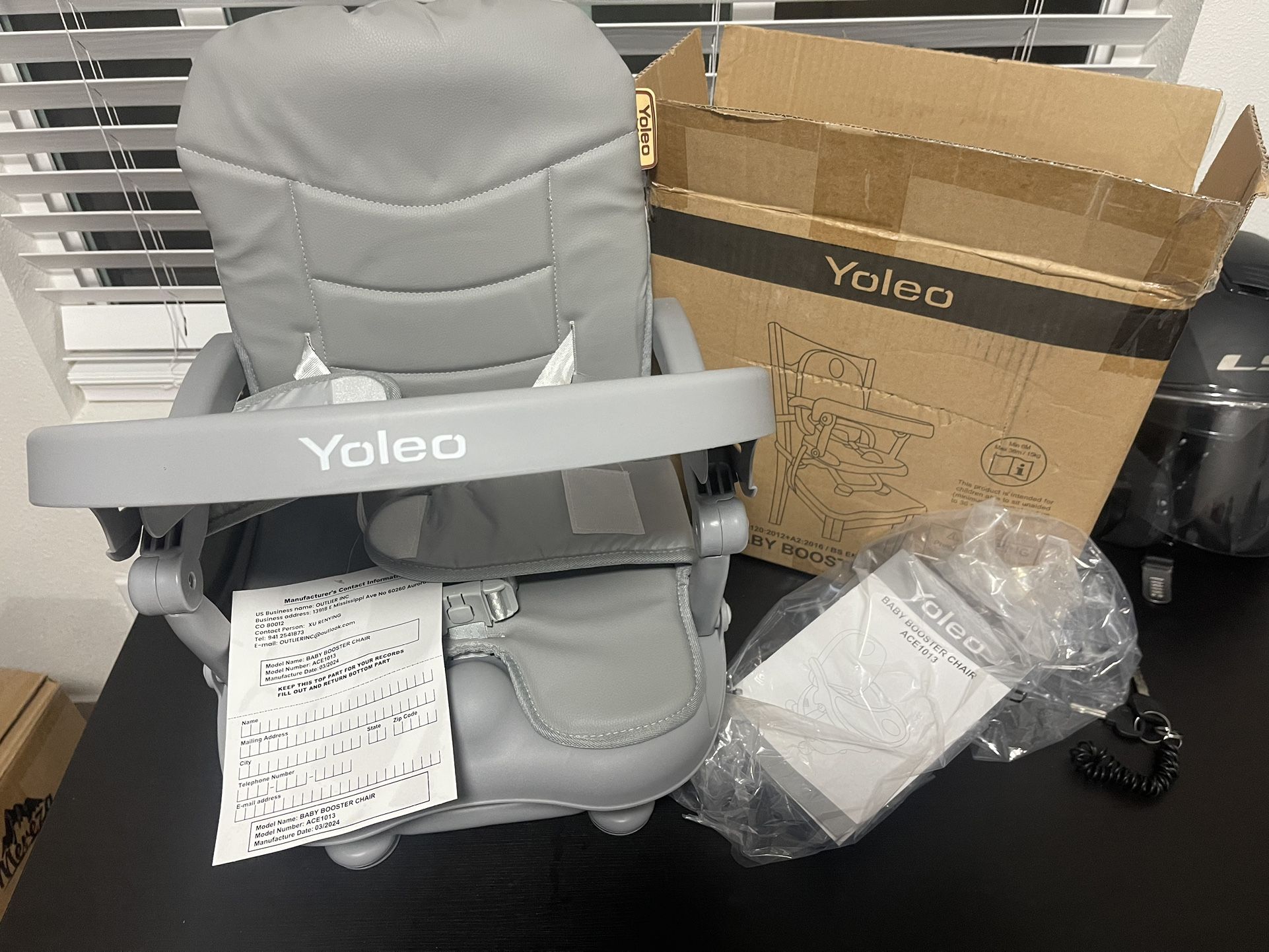 YOLEO High Chair for Toddlers Folding Compact Portable Booster Seat Babies/Kids Chair on Chair for Dining Table Camping (Grey