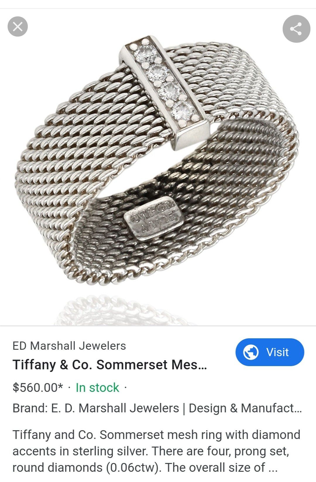 Tiffany & Co. Mesh diamond ring