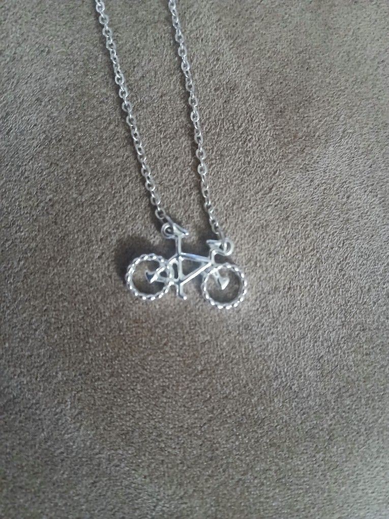  12 Inch Necklace Silver Bicycle 