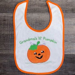 New “Grandma’s Lil Pumpkin” Halloween Baby Bib