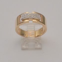 14K Yellow Gold Fancy Rectangle Diamond Band Ring Size 7.5