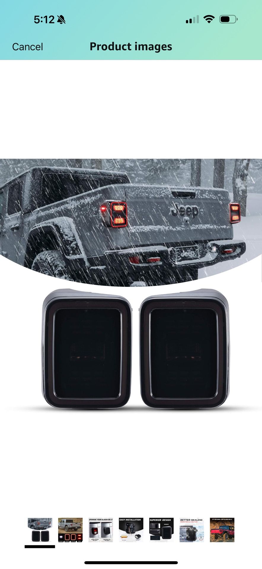 Kiwi Master Smoked LED Tail Lights for 2020-2025 Jeep Gladiator JT Accessories Taillights Brake Light Reverse Light Turn Signal Light (Black Housing S
