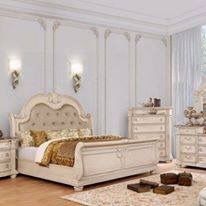 Brand New 4 PC Antique Whitewashed Bedroom Set