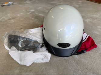 Bell Pit Boss Motorcycle Half Helmet – Size Medium – White w/ Extra Shield & Bag