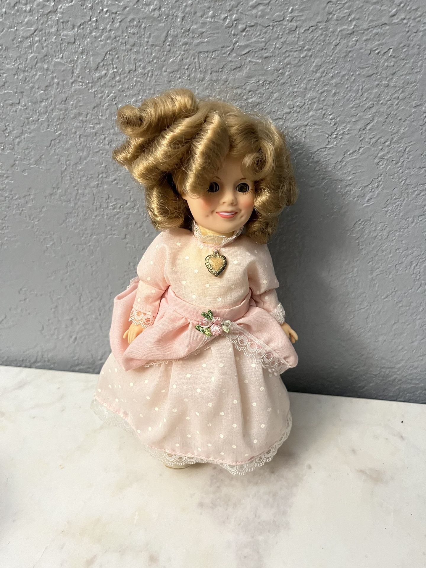 Vintage 1982 Shirley Temple Doll.  Brand IDEAL.  Size 7 1/2 Inches Tall.  Preowned Has Been On Display 