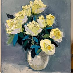 Paint. Canvas. Cotton. Oil. Size 18/20 inch. This is not poster. Price $200