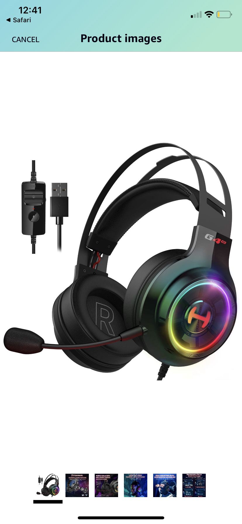 Edifier G4 TE Gaming Headset for PC, PS4, 7.1 Surround Sound Gaming Headphones with Noise Canceling Microphone, USB Over-Ear Headphone Wired with RGB
