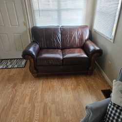 Dark Brown Leather 2 Seat Sofa