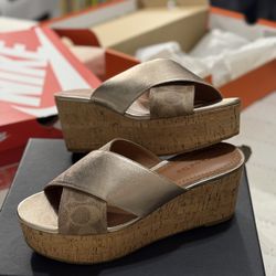 Cross Band Slide Wedge Sandal