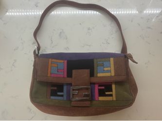 Brown And Embroidered Purse