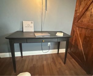 Dark Gray Wood Desk with Drawer
