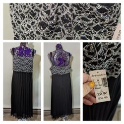 Dress Barn Size 22 Black Midi Sequins Gown