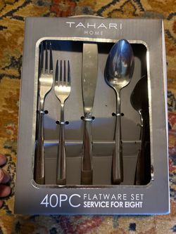 2022 Tahari Home 40-Piece Flatware Set Service for 8 Stainless Steel New in Box MSRP $189.95