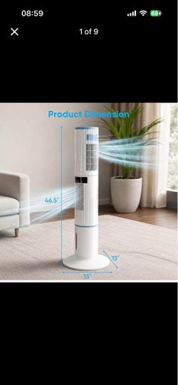 New 47" Evaporative Tower Air Cooler with Remote & 4 Ice Packs – White