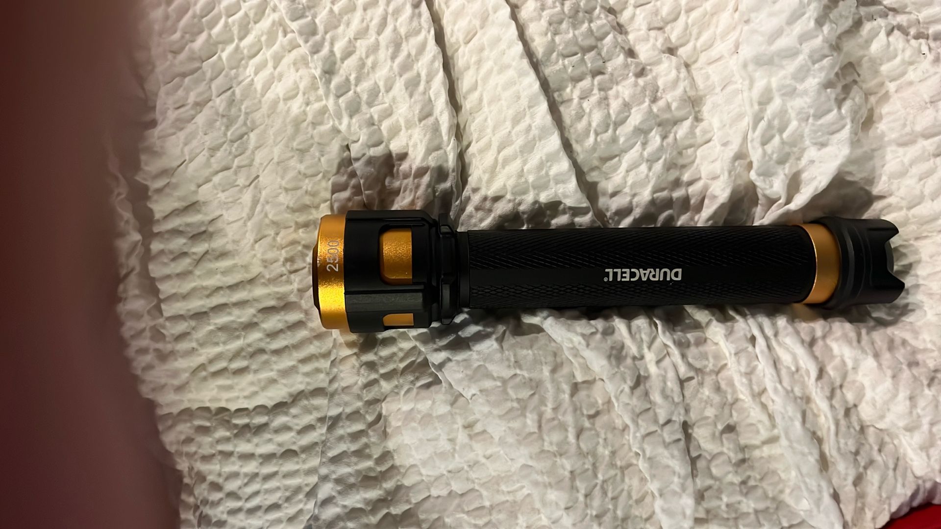 Flashlight. Duracell Brand Incredibly Strong And Bright