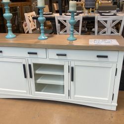 TV stand 63” W, 18”D, 30.5” H