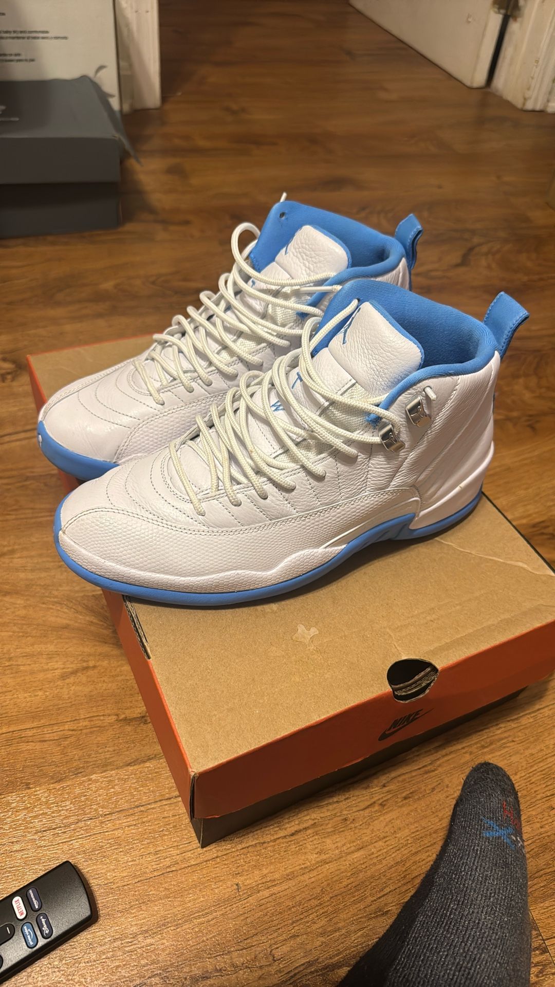 White University Blue Jordan 12 Size 9.5