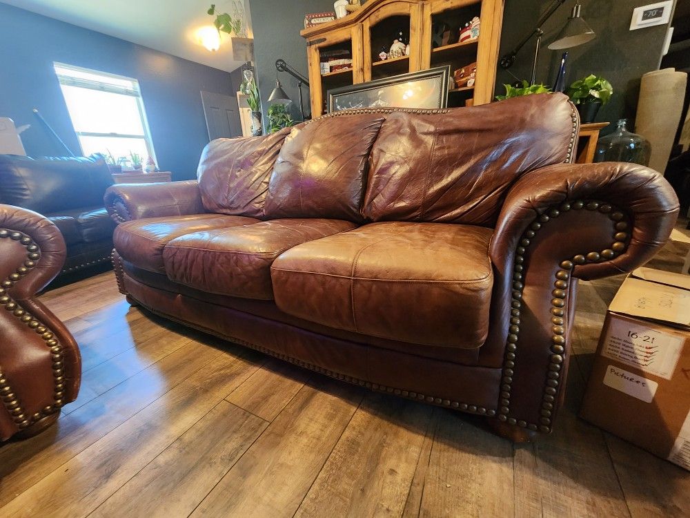 Nailhead Leather Couch 