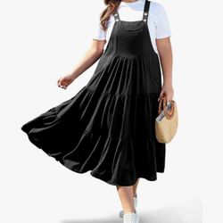 3XL Moon Wood Plus Size Overall Dress for Women 