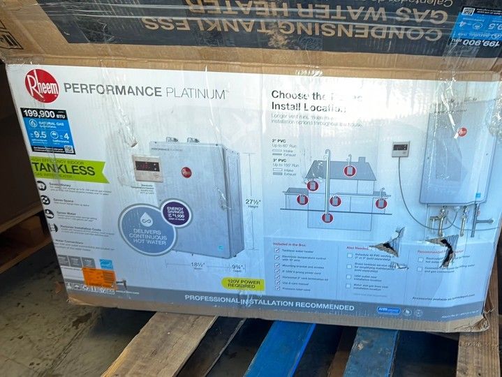 Natural Gas Indoor Tankless Water Heater 9.5 GPM High Efficiency