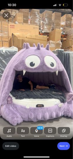 Brand New Novelty Purple Monster Kids Canopy Bed