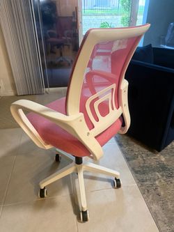 Pink Mesh Office Chair with White Frame