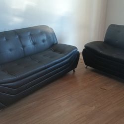 Sofa And Loveseat Black Set