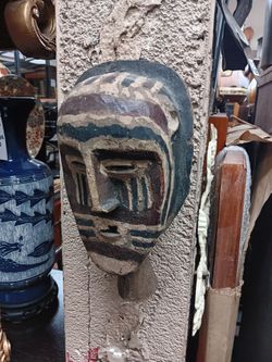 Vintage tribal hand carved and painted mask like the traditional Kifwebe