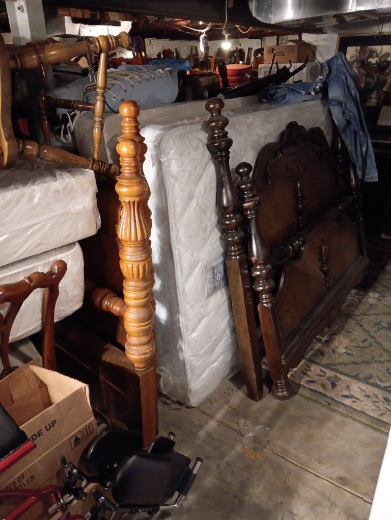 2 Full Size Beds With All Wood Vintage Frames , $300. A Set