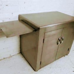 Vintage Army Green Metal Cabinet 