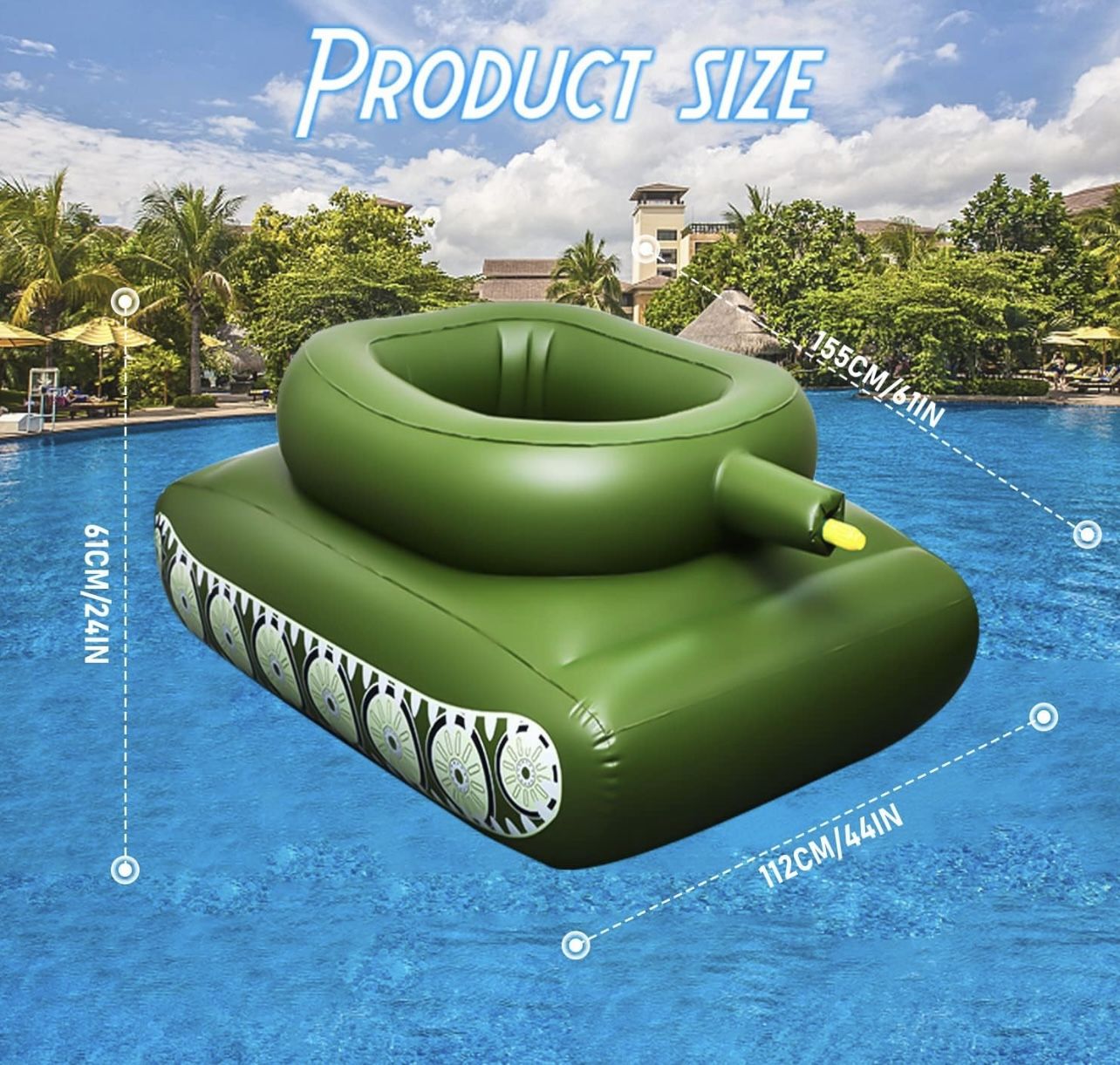 Depointer Life Inflatable Tank Float with Water Cannon Squirt Water Gun Toy Pool Tank Float for Kids Adult Summer Pool Party