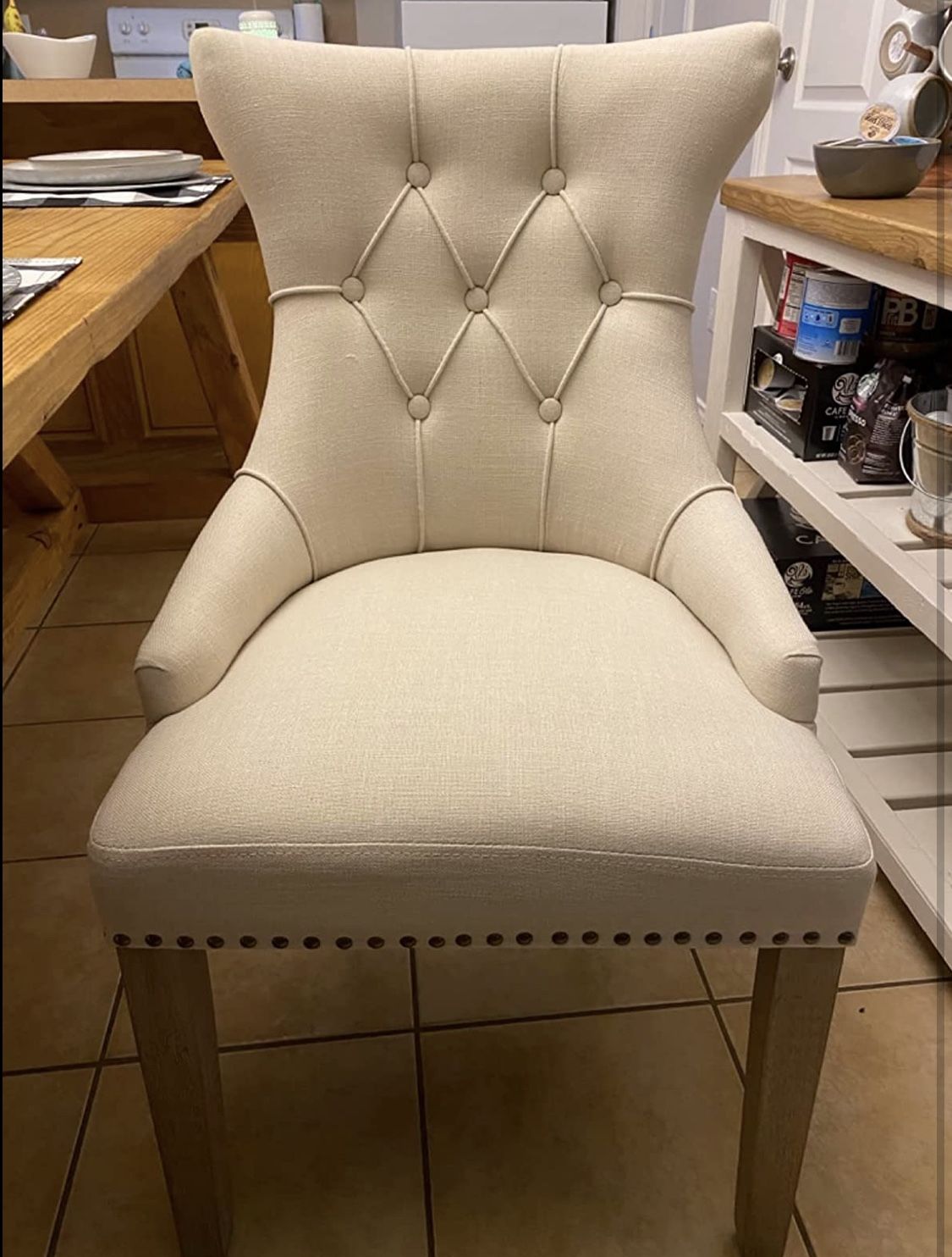 Two- Brand New In Box Beige Wingback Dining Chairs