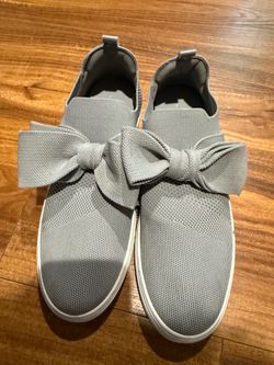 Bandolino Sheis Shoe Women 11w Bryce2 Bow Slip On Knit Flat Mesh Gray