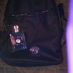 Versace Cologne 3.4 90% Left/Unused New Leather Versace Mens Backpack Set