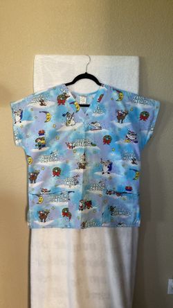 Ladies Simply Basic Christmas scrub top-size L