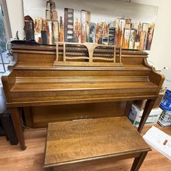 Vintage Ivers & Pond Upright Piano w/ Bench & Music Books