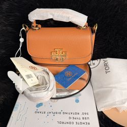  Tory Burch Britten Mini Top Handle Leather Crossbody Bag. 