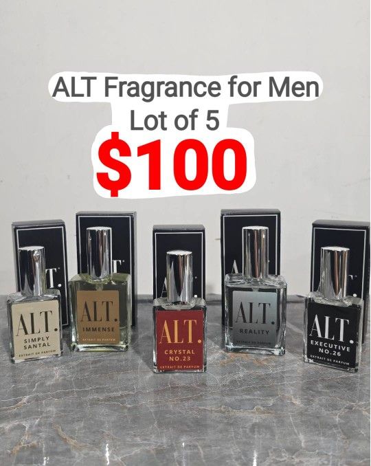 ALT Fragrance Lot Of 5 Reality, Executive 26, Crystal 23, Immense, Simply Santal