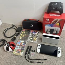 Great Condition Oled Console Bundle With Games Working Perfectly And Controller Plus Case