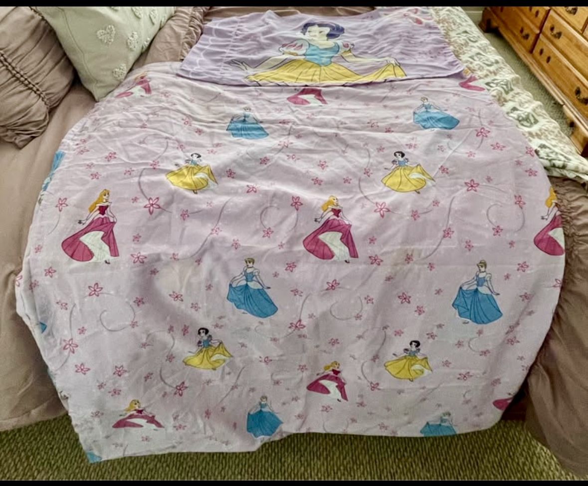 Princess full flat sheet & pillowcase