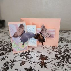 Beautiful Butterfly Pink A2 Size Birthday Card With Envelope