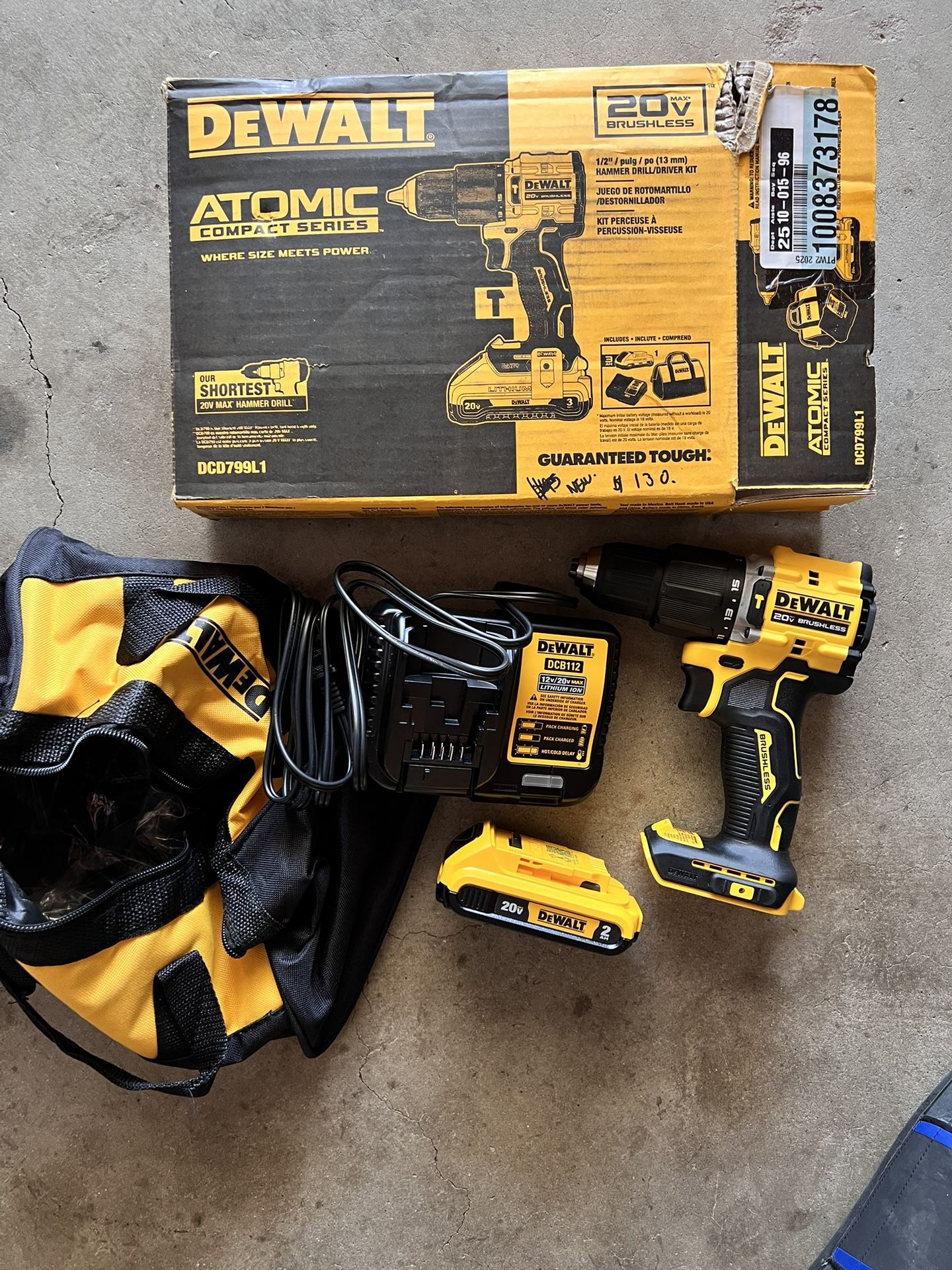 Dewalt 20v Atomic Compact 1/2 Hammer Drill Kit